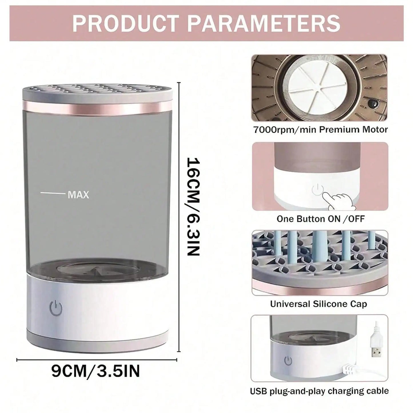 Glossesy Electric Makeup Brush Cleaner – Deep Clean in Seconds